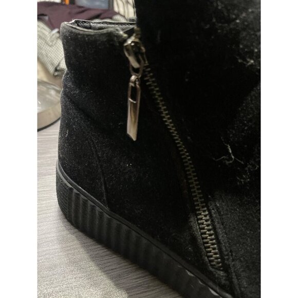 Saimilor Black Suede Platform Ankle Boots With Side Zipper & Ribbed Soles 11 - Picture 3 of 8